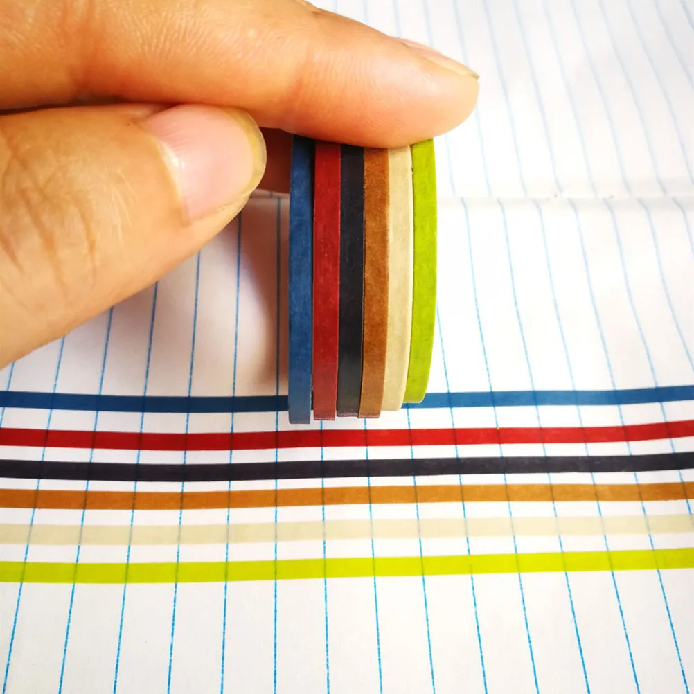 

Сплошные цветные ленты васи, 6 рулонов, различная клейкая крафт-бумага для настенных рам, книги, украшение для клавиатуры, планировщик, подсветка