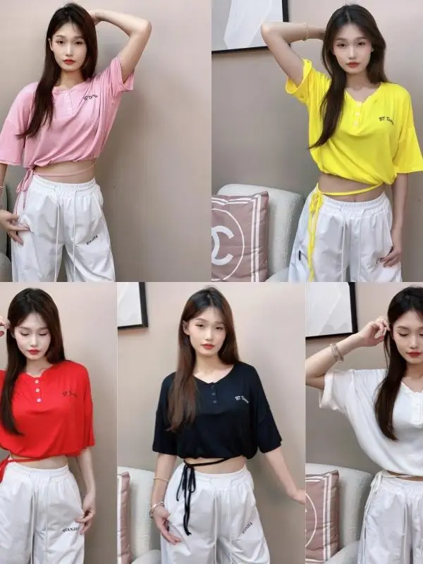 夏の新スタイルスクエアダンスシャギーステップダンス服ファッションスポーツ多用途通気性半袖グループダンスウェア