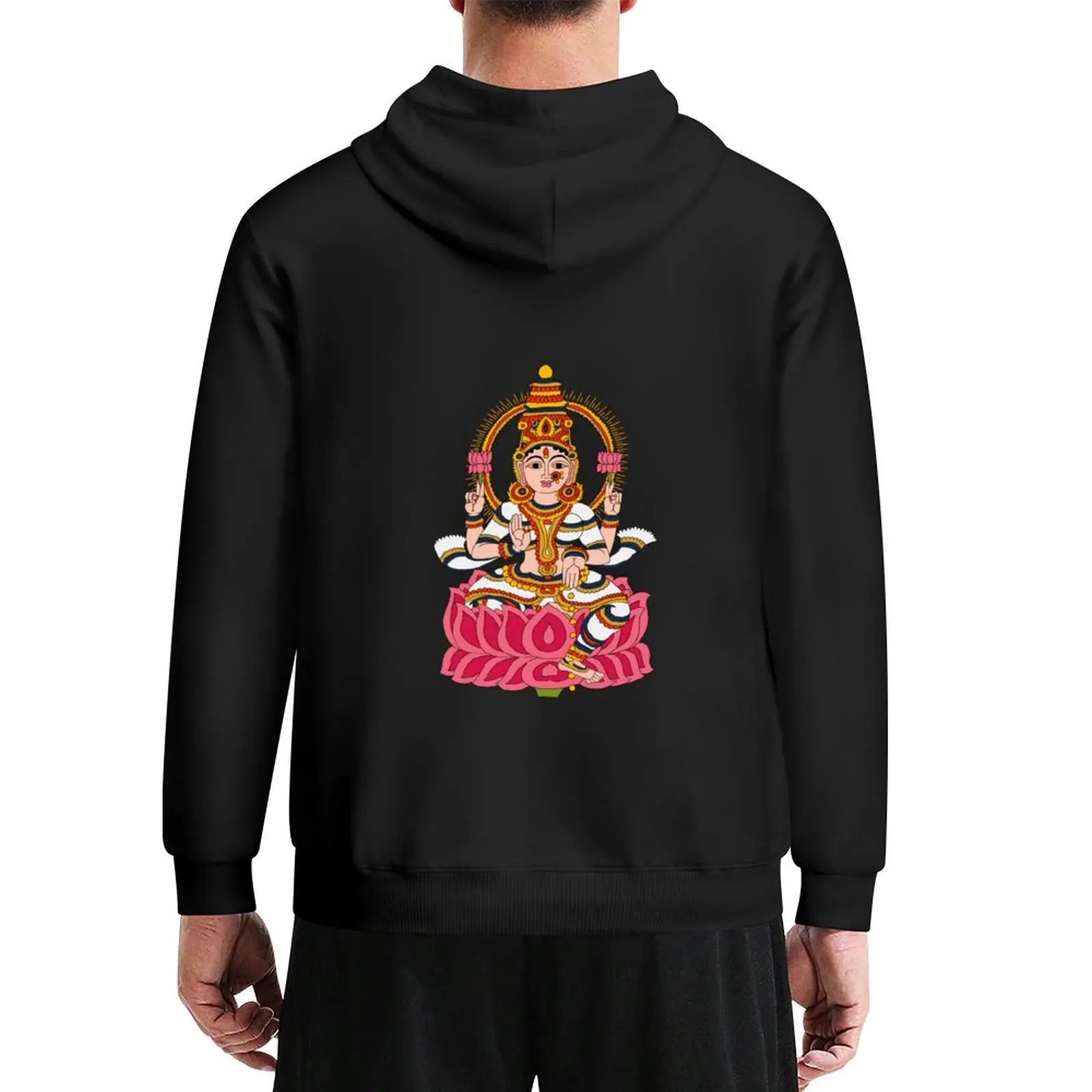 goddess Lakshmi kalamkari white Hoodie men wear blouse autumn new products mens designer clothes autumn hoodie