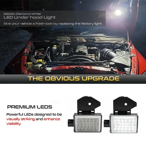 Imagen 2 del producto Lámpara de luz LED para debajo del capó, accesorio para Dodge Ram 1500 2500 3500 Brooklyn Charger Durango Jeep Wrangler Grand Cherokee Chrysler 300