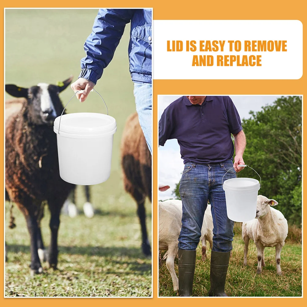 

6Pcs Sealed Plastic Bucket Thick Sturdy Handheld Portable Storage Container Food Water Wash Bucket with Lid Airtight Leak Proof