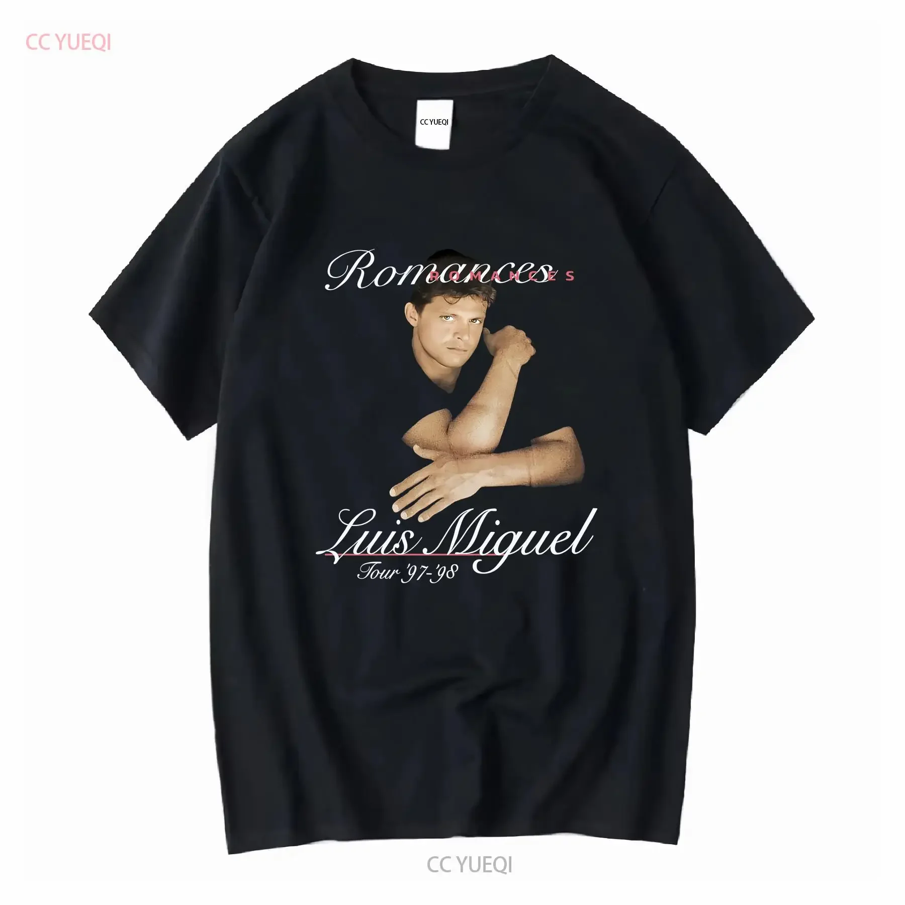 Camiseta vintage de Luis Miguel Romances 97 98 Tour Concert de los años 90, estilo vintage, lavada, elegante, unisex, transpirable, informal