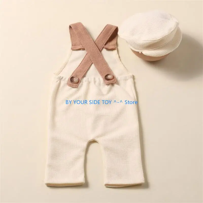 

Newborn Gentleman Costume for Photography Vintage Baby Photo Suit Pants Gender Neutral Photo Outfit Infant Shower Gift U6XE