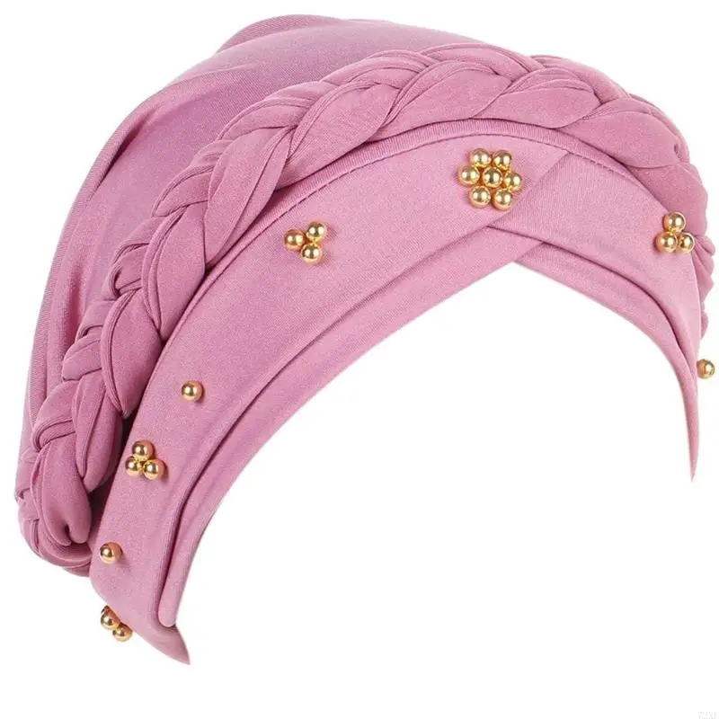 72XE Lightweight Beaded Braid Hair Scarf For Women Men Sports Travel Foldable Headwear For Yoga Hiking Daily Use