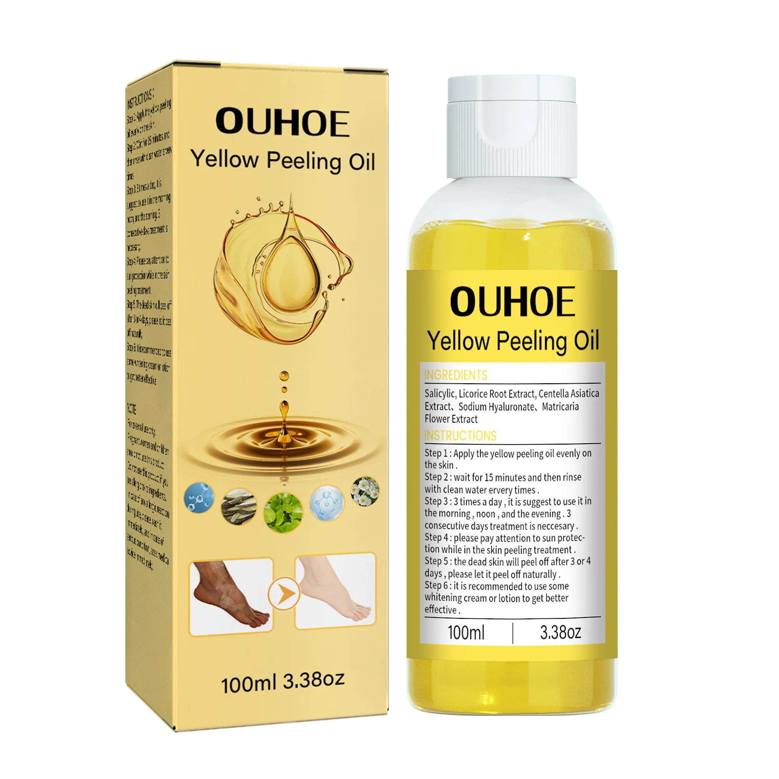 Bleaching Yellow Peeling Oil Exfoliating Brightening Moisturizing Remove Dark Dead Skin Leg Arm Melanin Whitening Peeling Oil