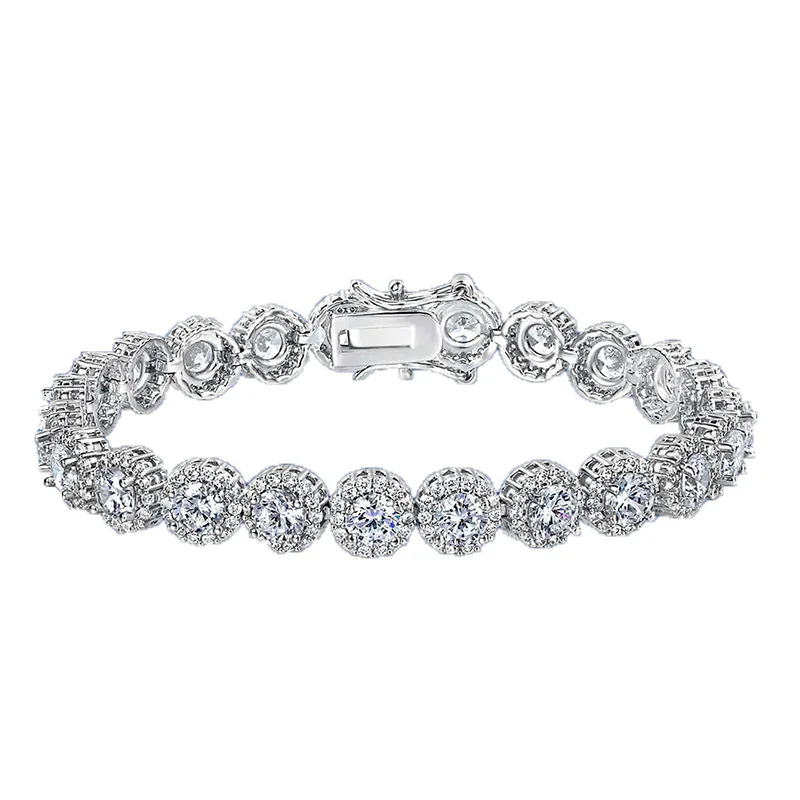 

European and American style high-end fashion bracelet hip hop single row full of diamond zircon bracelet men's and women's tenni
