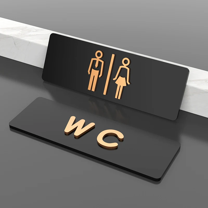 Toilet Signage Men and Women Bathroom Signs WC Public Toilet Guide Hotel To The Left and Right Acrylic Restroom Prompt Sign