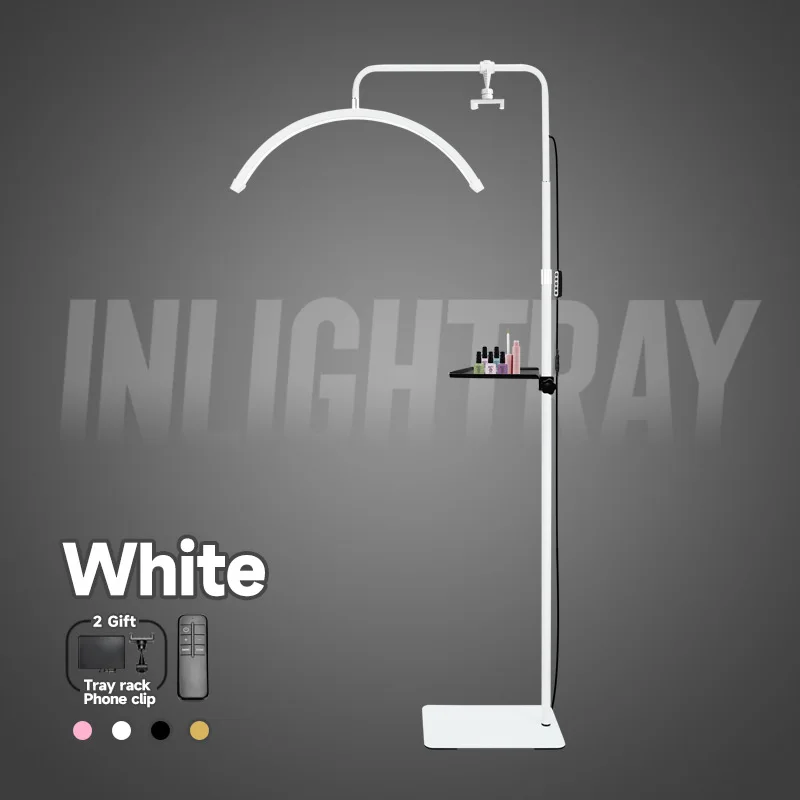 Gratis Logo 23Inch Oem 45W Nieuwe Led Wimper Verlenging Licht Halvemaan Bed Lamp Ontwerp Instelbare Helderheid Met Ring Licht Fe