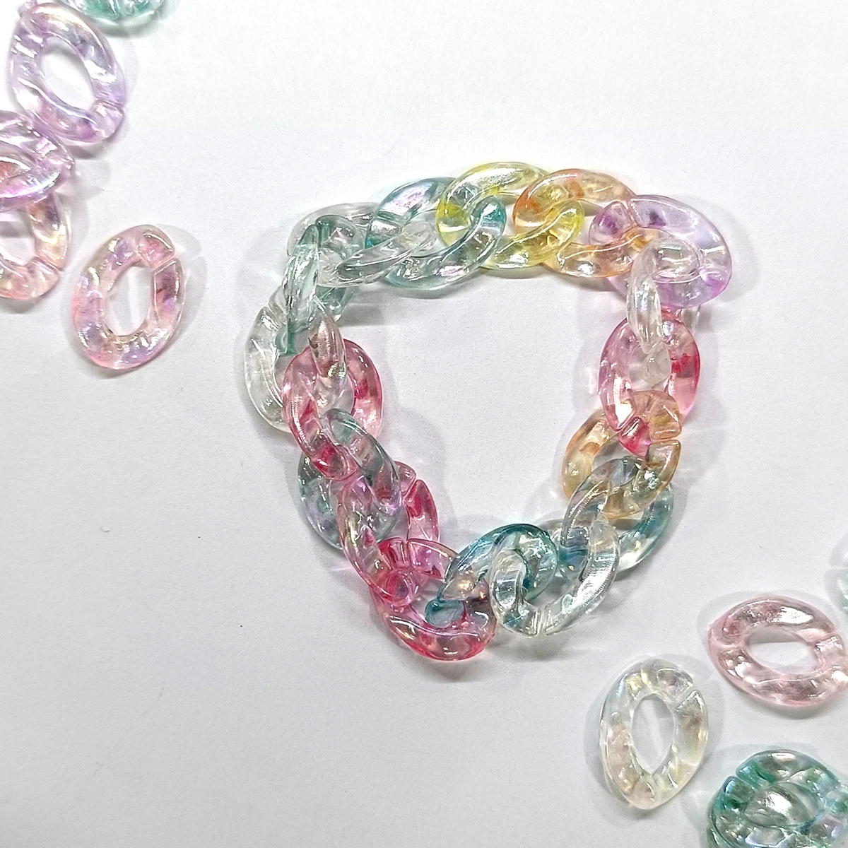 80pcs Transparent Acrylic DIY Chain Colorful Packaging for Mobile Phone Chain and Jewelry Components