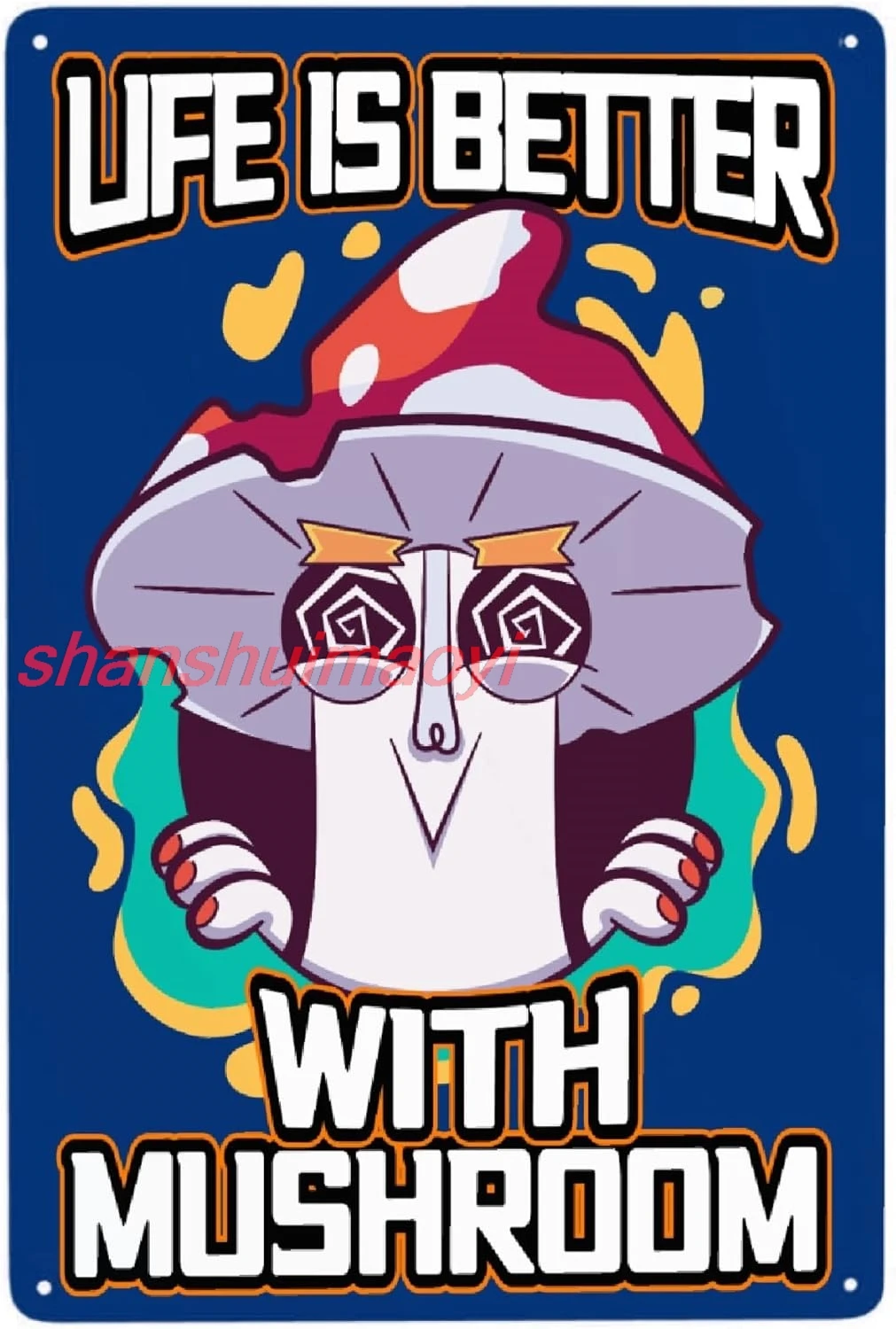 HORSESBLANKET 버섯으로 인생은 더 좋습니다 빈티지 알루미늄 금속 포스터 로그인 장식 금속 주석 로그인 카페 홈 레트로 클럽 KYH