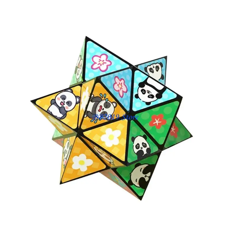 Q0KB Interaktive Flip-Fold-Würfel mit entzückendem Panda-Thema, Konzentrationshilfe