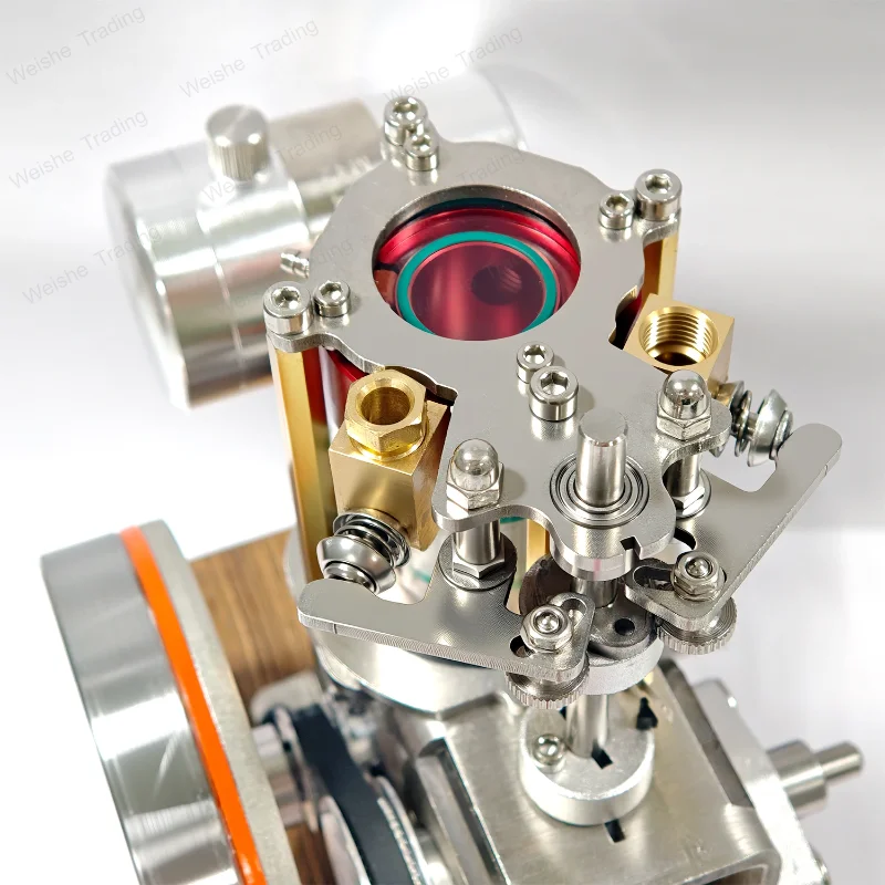 16CC Vertical Engine Model Transparent Cylinder Metal Single Cylinder Four-stroke Water-cooled Heat Dissipation Engine Model Toy