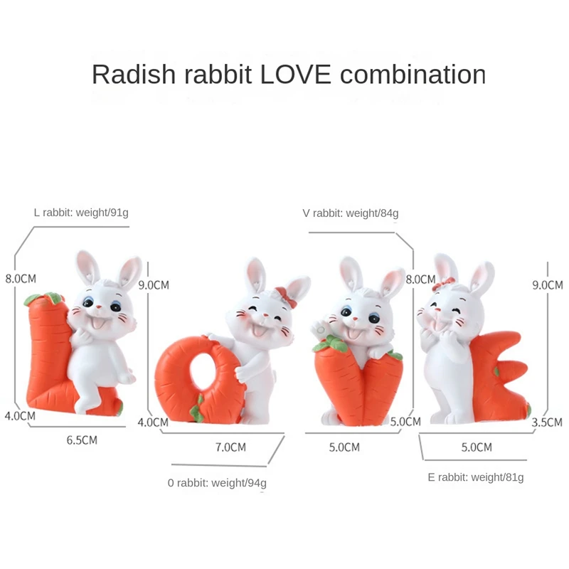 5Piece Chinese Zodiac Year Rabbit Ornament Miniature Rabbit Figures 2023 Chinese New Year Decoration