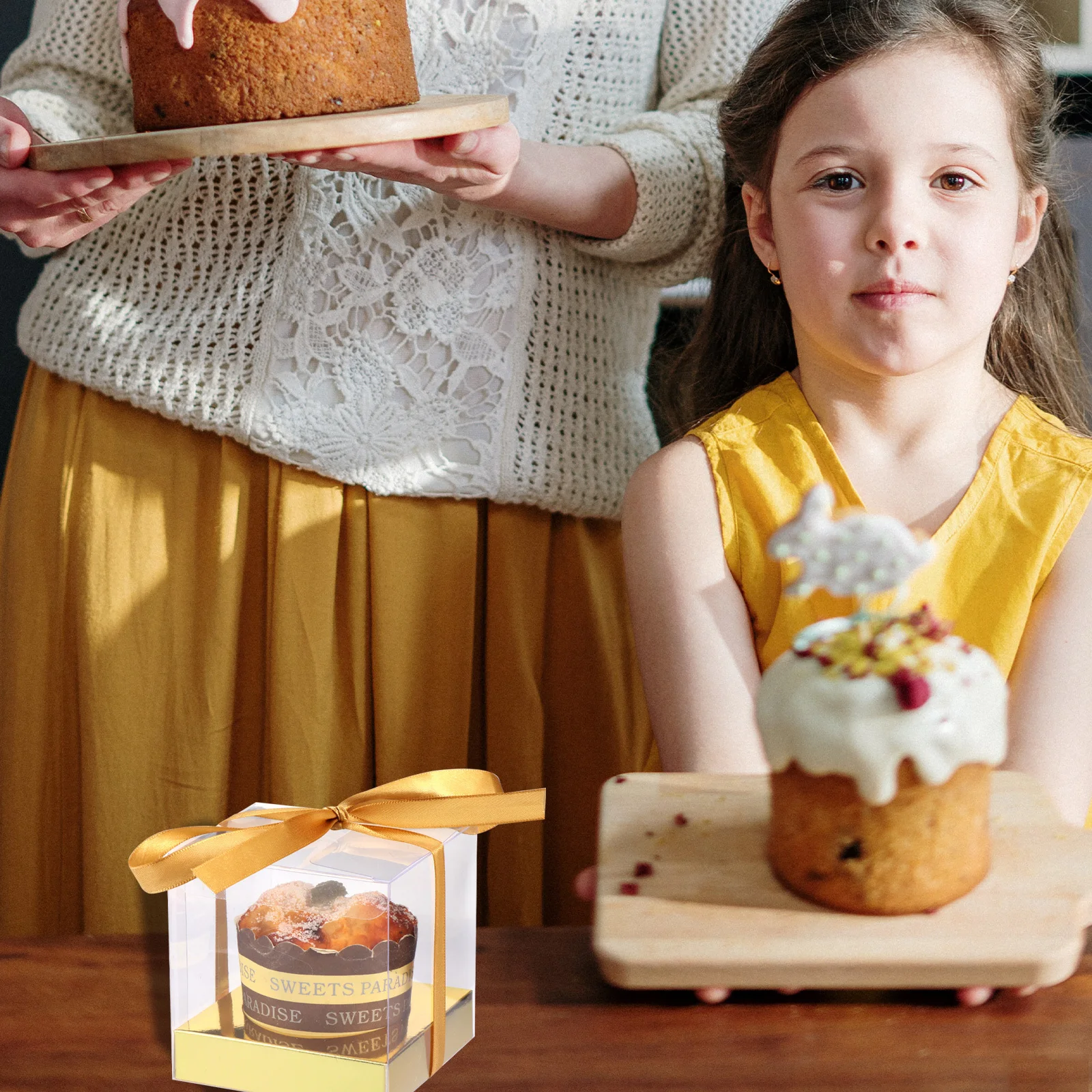 

12pcs Cake Packaging Boxes Clear Pvc Baking Boxes For Dessert Cupcake Muffin Cookie Transparent Container Bakery Kitchen Bar