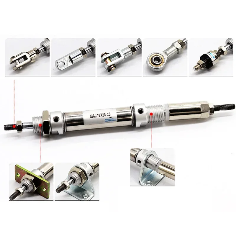 

MAJ Series Pneumatic Cylingder Stainless Steel Stroke Adjustable Mini Cylinder MAJ16/20/25/32/40X25X50X75X100-25-50S