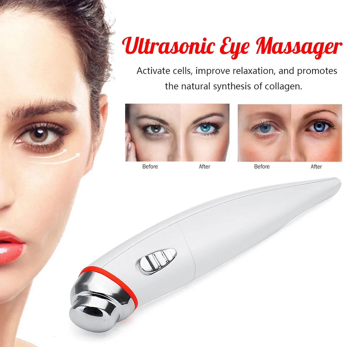 Electric Sonic Eye Massage Anti Wrinkle Vibration Therapy Dark Circle Removal Face Massager Wand Anti-aging Pen Care Machine