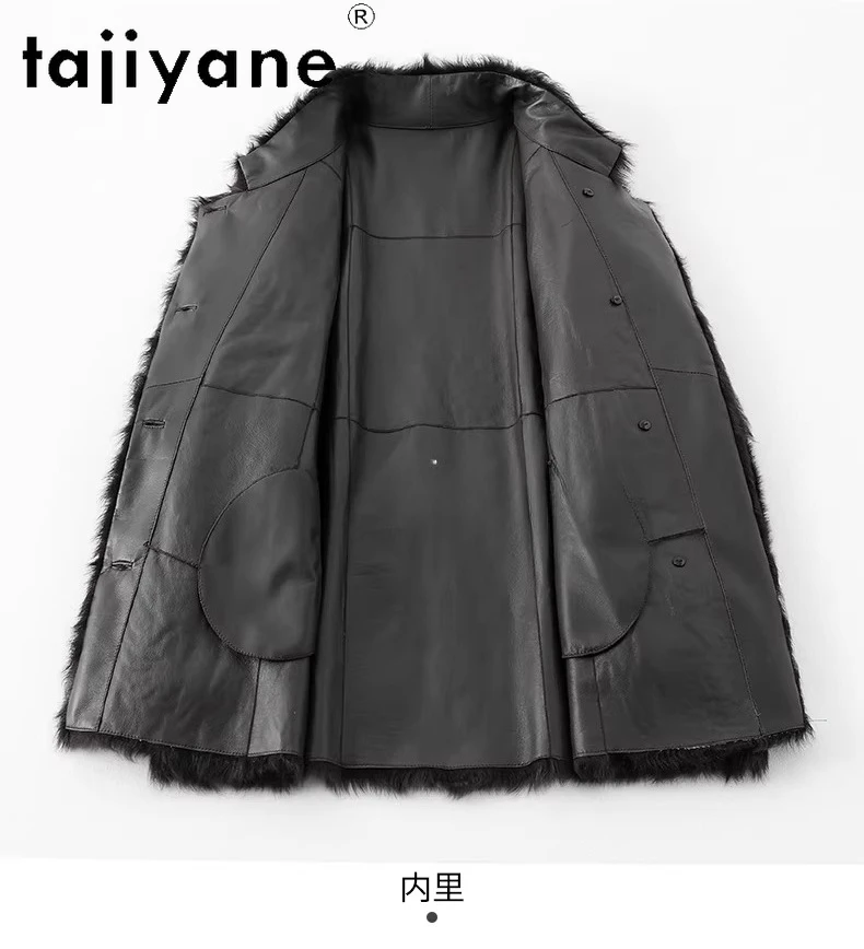 TAJIYANE 100 % Xiaohu Schaffell mit angebrachtem Wollmantel, braune Echtpelzjacke mit Gürtel, Damenbekleidung, Winter, neu in Mäntel