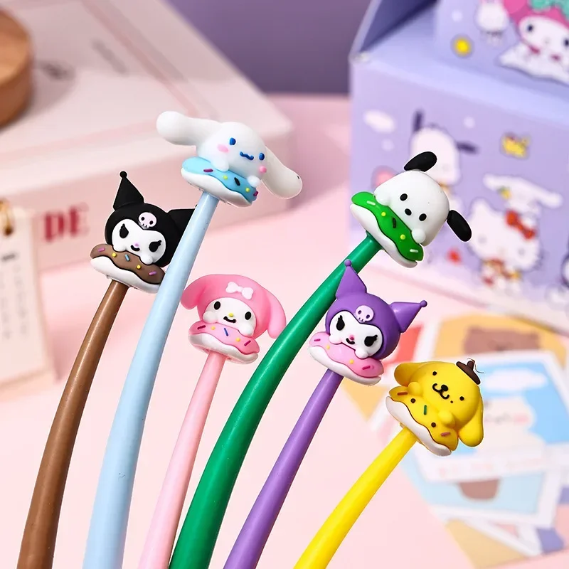 24/48pcs New Sanrio Gel Pens Hello Kitty Creative Decompression Stationery Writing Smooth 0.5mm Black Cute High Value Gift Pen