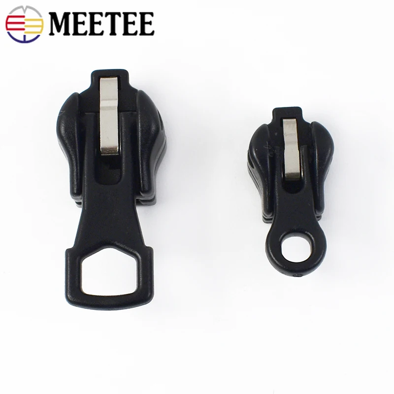 5/10Pcs Meetee 3# 5# Universal Zipper Slider for Nylon Resin Metal Zippers Bag Zip Puller Head Cloth Sewing Closure Ziper Repair