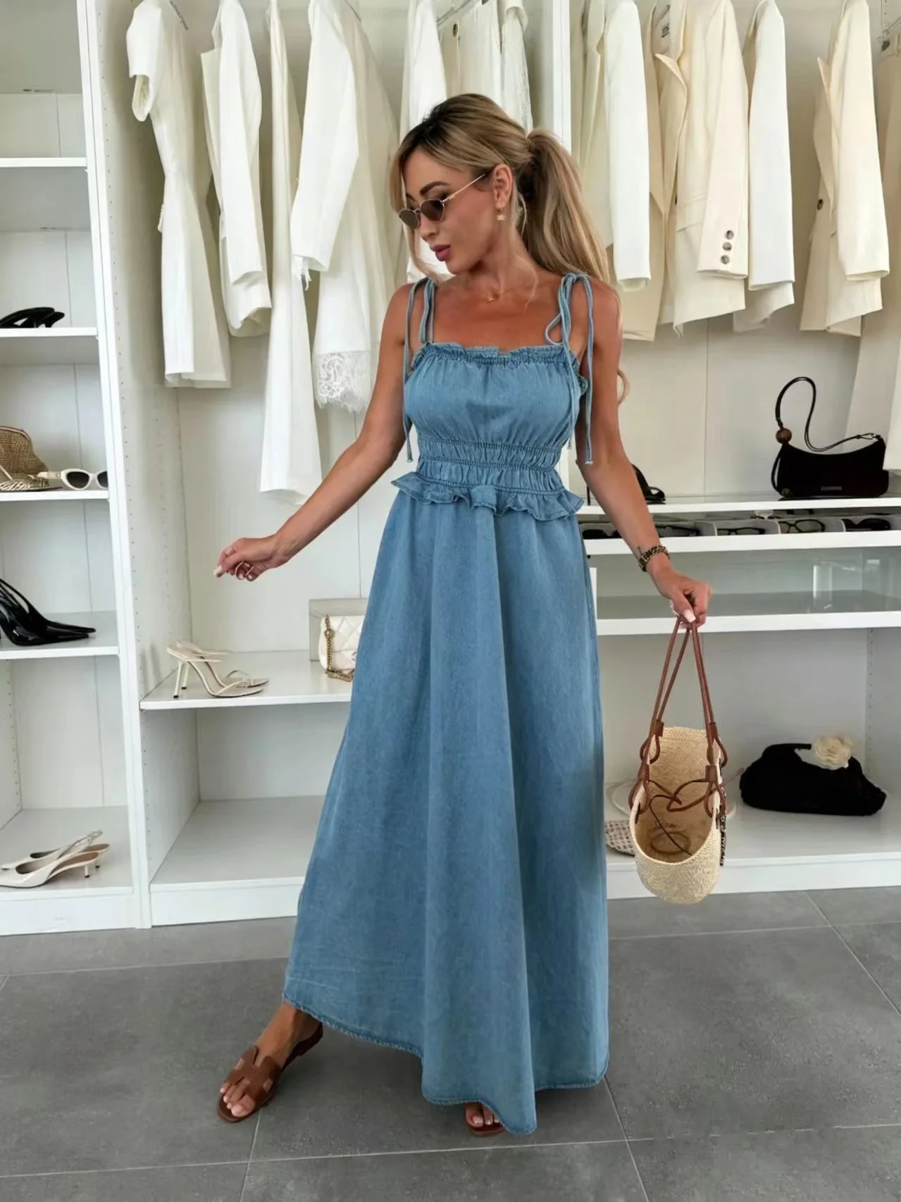 

Spring/Summer 2026 Women's Denim Dress Fashion Strap Commuting Style New Arrival