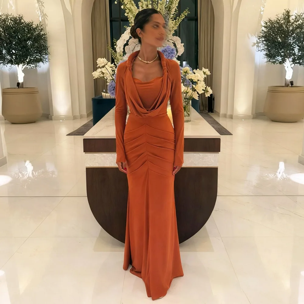 TWOTWINSTYLE – robe de soirée haut de gamme pour femmes, col carré, manches longues, taille haute, moulante, couleur unie, Sexy, Slim, nouvelle collection