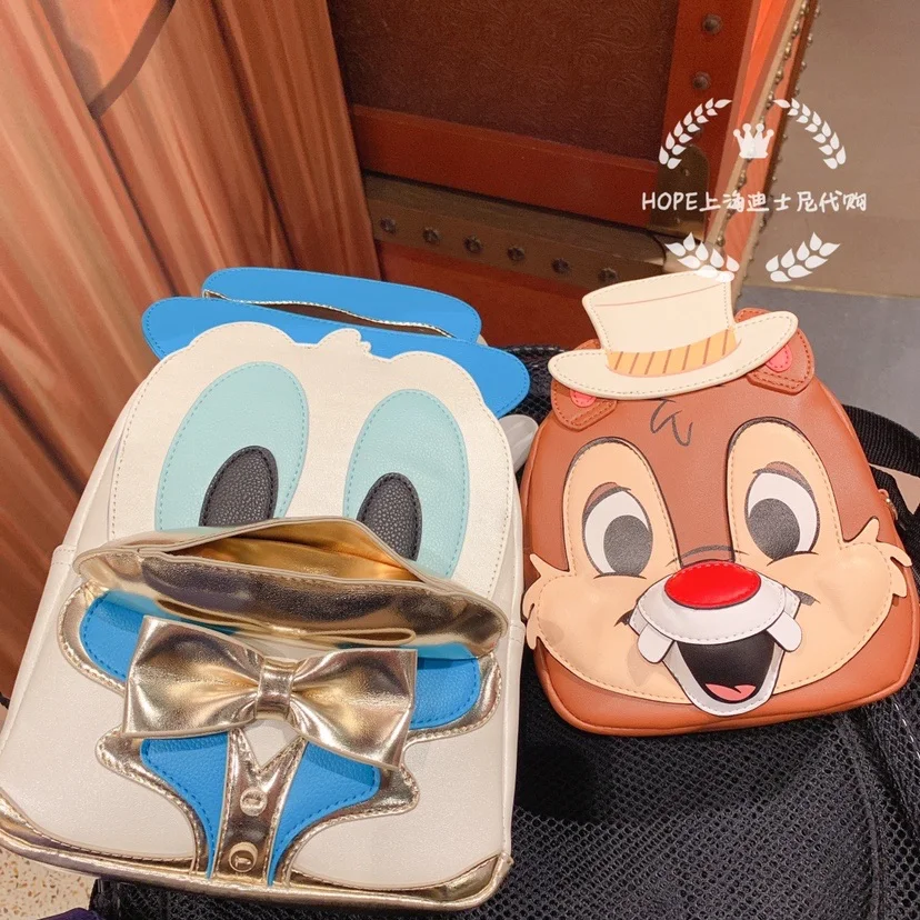 Shanghai Disneyland New Cartoon Chichititi Backpack pu Shoulder Donald duck School Bag Cute Kawaii Girls Bags