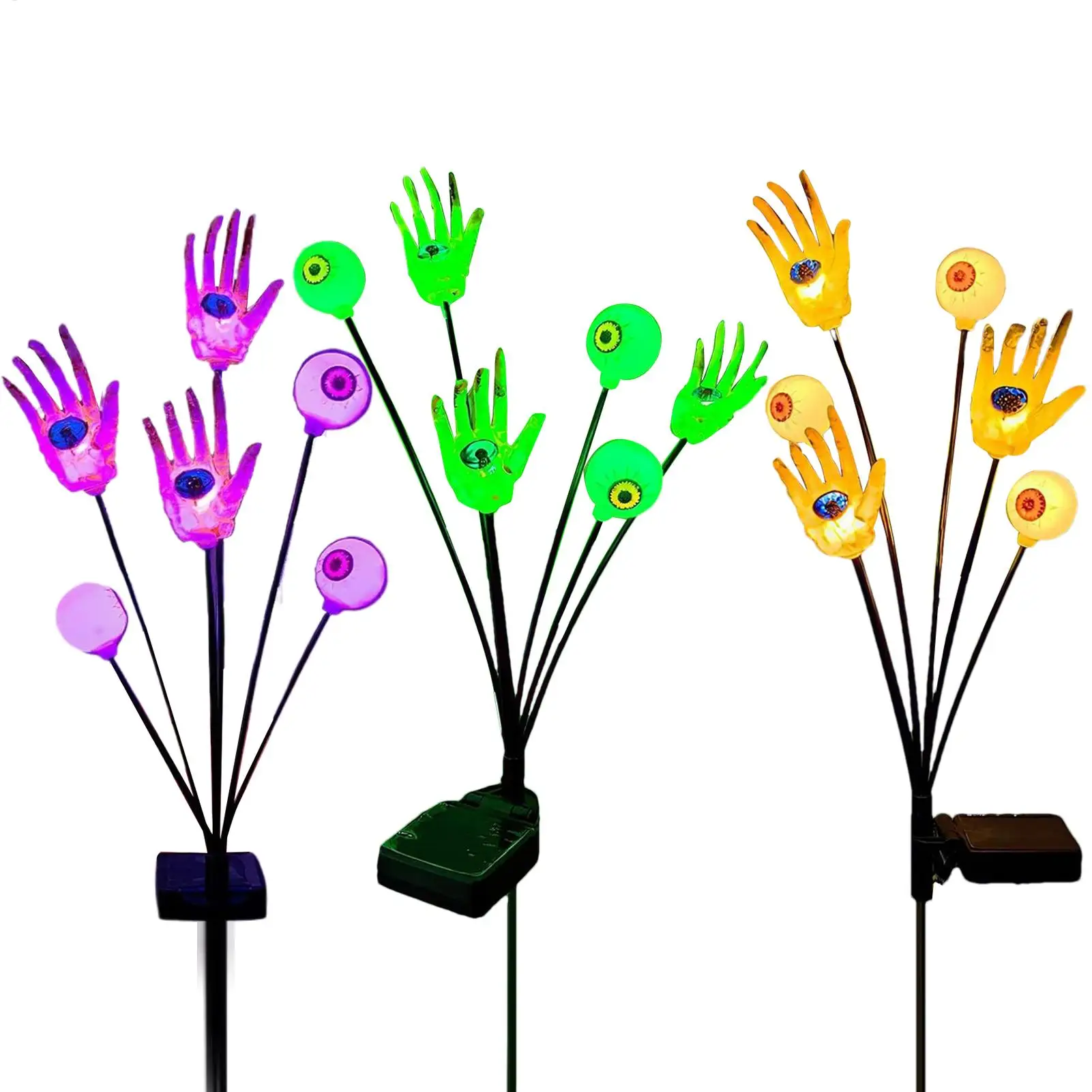 

Огни для глаз на солнечной энергии - руки-скелетоны со светодиодным декором ужасов, водонепроницаемые для украшения вечеринки в саду на Хэллоуин, патио