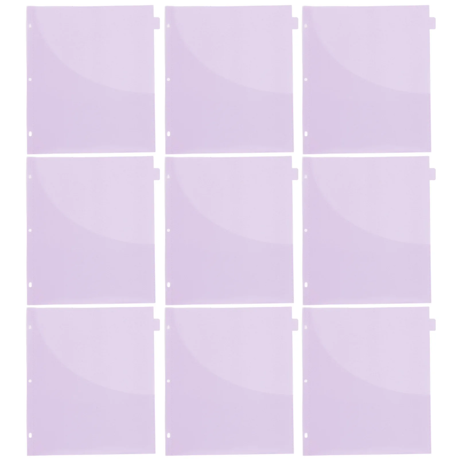 

12Pcs File Pockets 3-Hole Binder Pocket Dividers PP Plastic Document Organizer for A4 Loose Leaf Binders Filing Folder Schedules