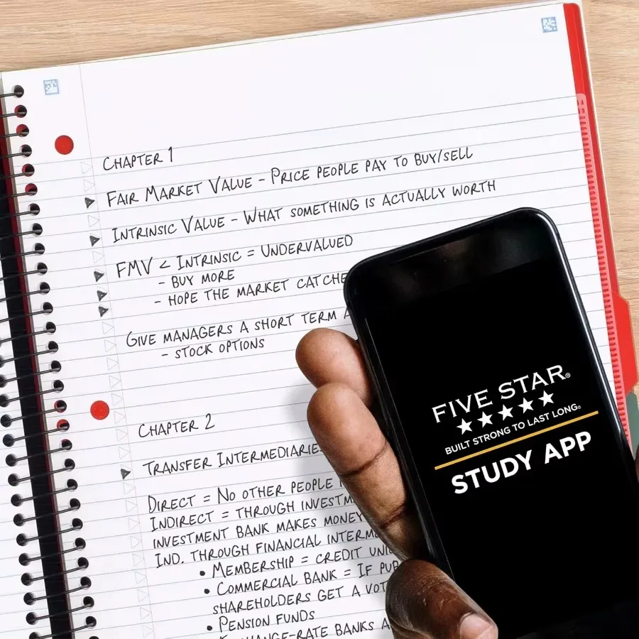 Cuaderno espiral Fire Red de 5 sujetos + aplicación - 200 hojas universitarias forradas con divisores