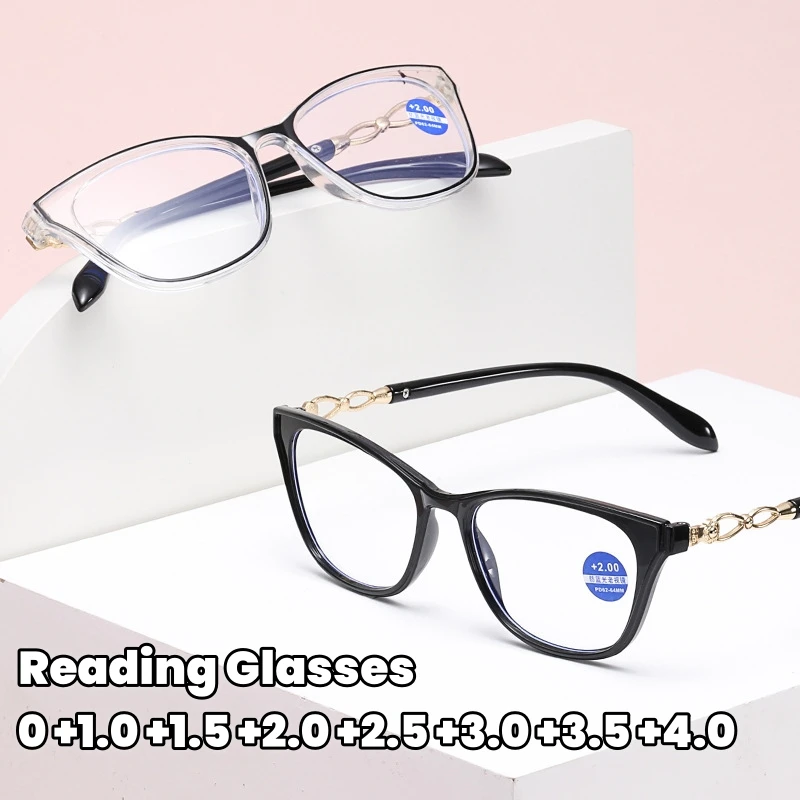 

2024 Artistic Single High-definition Reading Glasses Trendy Women Men Glasses Cat Eye Retro Anti Blue Light Reading Glasse