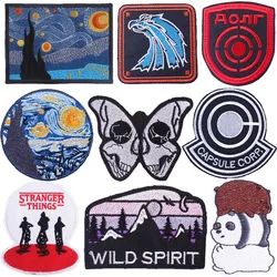 Russia Series Van Gogh Patches for Clothing Wilderness Travel Iron on Embroidered Patch for Clothes Mountains Camping Appliques