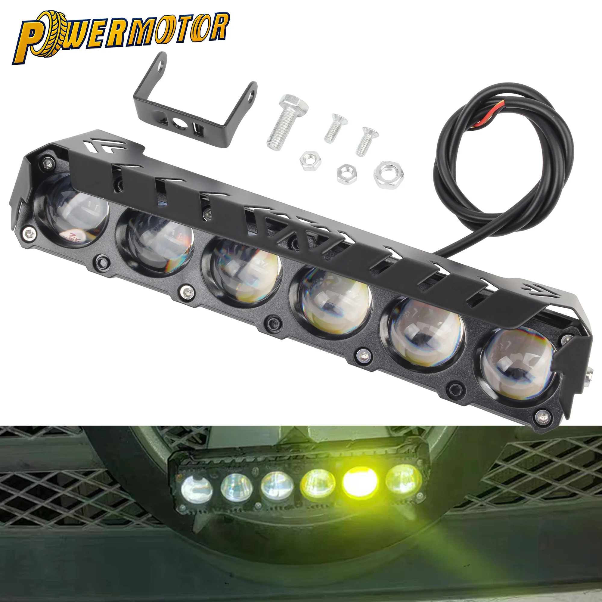 

UTV ATV Quad Motorcycle Spotlights 6 Lens LED Fog Light Two-color High Low Beam Auxiliary Lamp Super Bright Driving Light