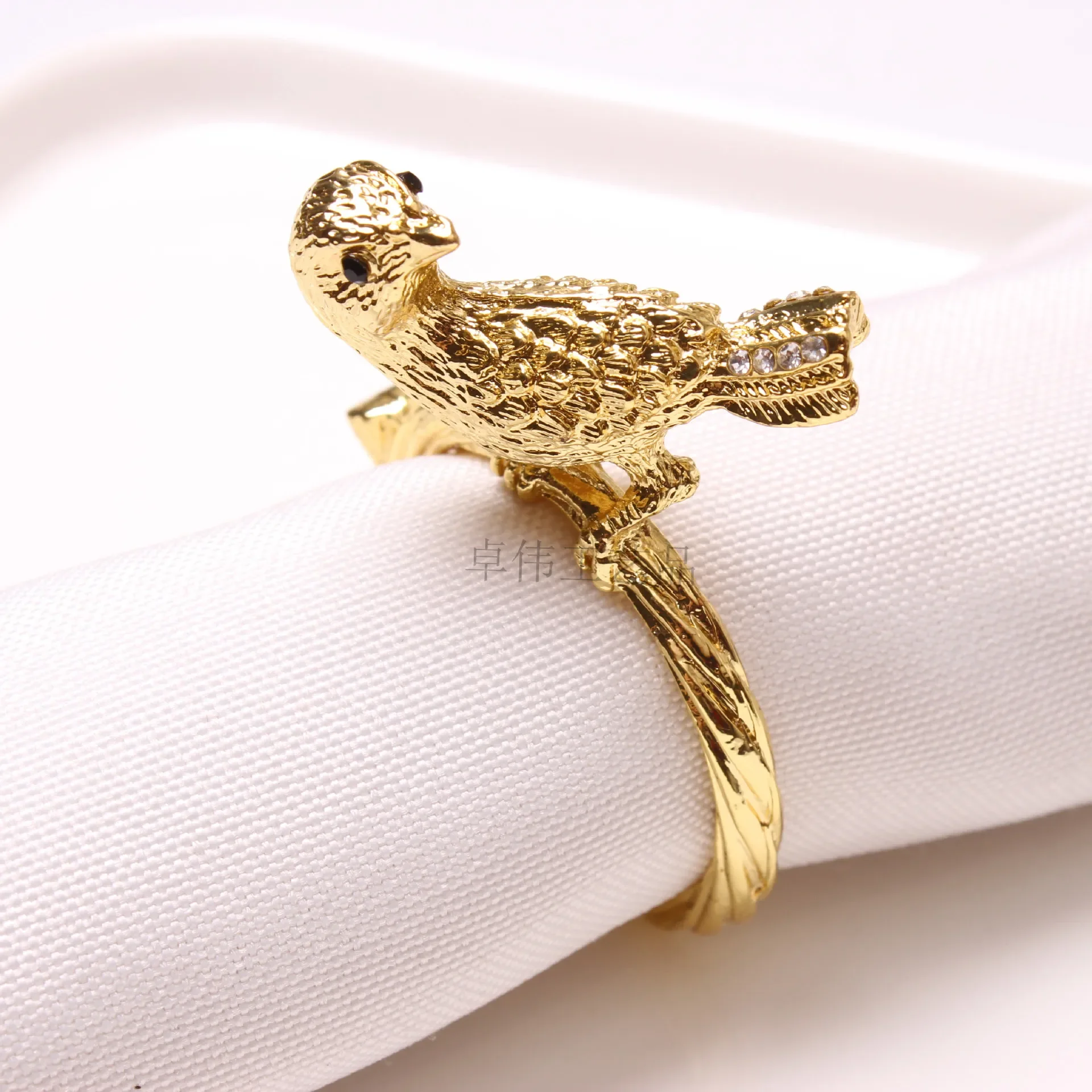 12pcs Plated metal golden bird model room napkin buckle hotel napkin ring napkin ring