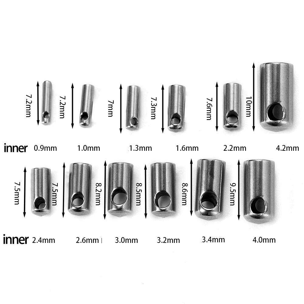 10pcs 0.9mm-4mm Stainless Steel Clasps Hooks Cords End Caps Cord For DIY Jewelry Making Leather Cord Clasp Bracelet Accessories
