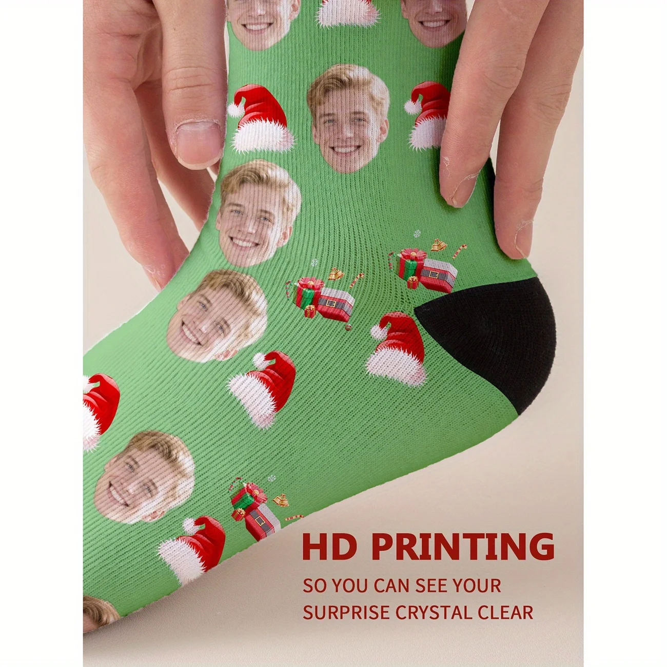 1 pair (single and double packaging) personalized photo couple customized socks-socks with customizable head, printed with your view 4