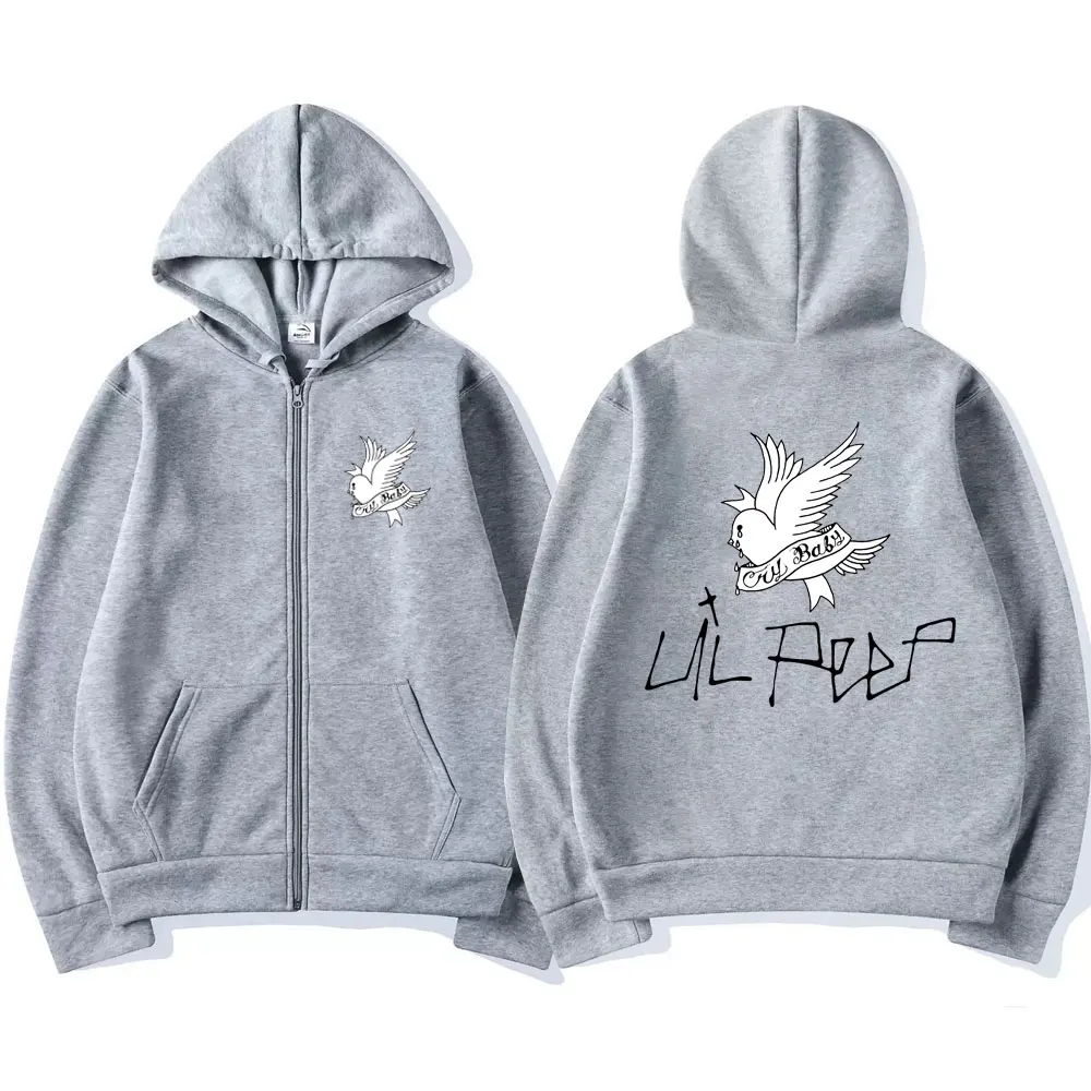 Lil Peep Cry Baby Logo Print Zipper Hoodie Men Women Oversized Loose Zip Up Fashion Hoodies Vintage Fleece Pullover Coats Jacket