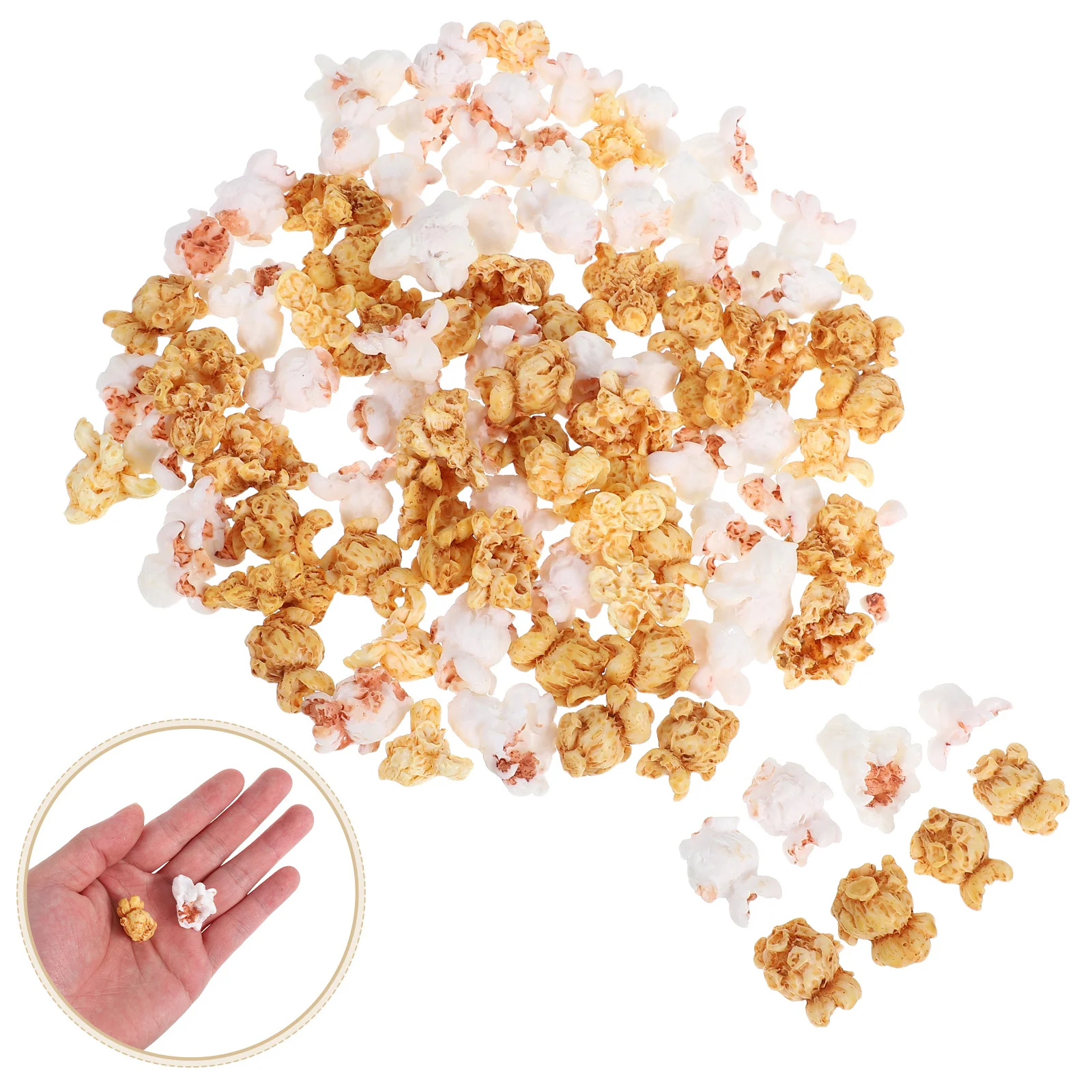 

Artificial Popcorn 100Pcs Realistic Resin Fake Decor for Christmas Party Home Decoration Crafts Display