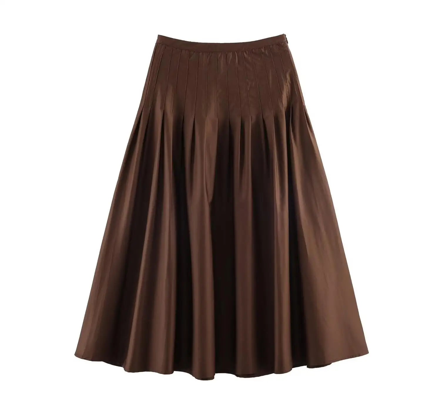 Vintage High Waist Package Hips Pleated Midi Long Skirt Coffee Spring Summer Women Long Skirts Femme Black