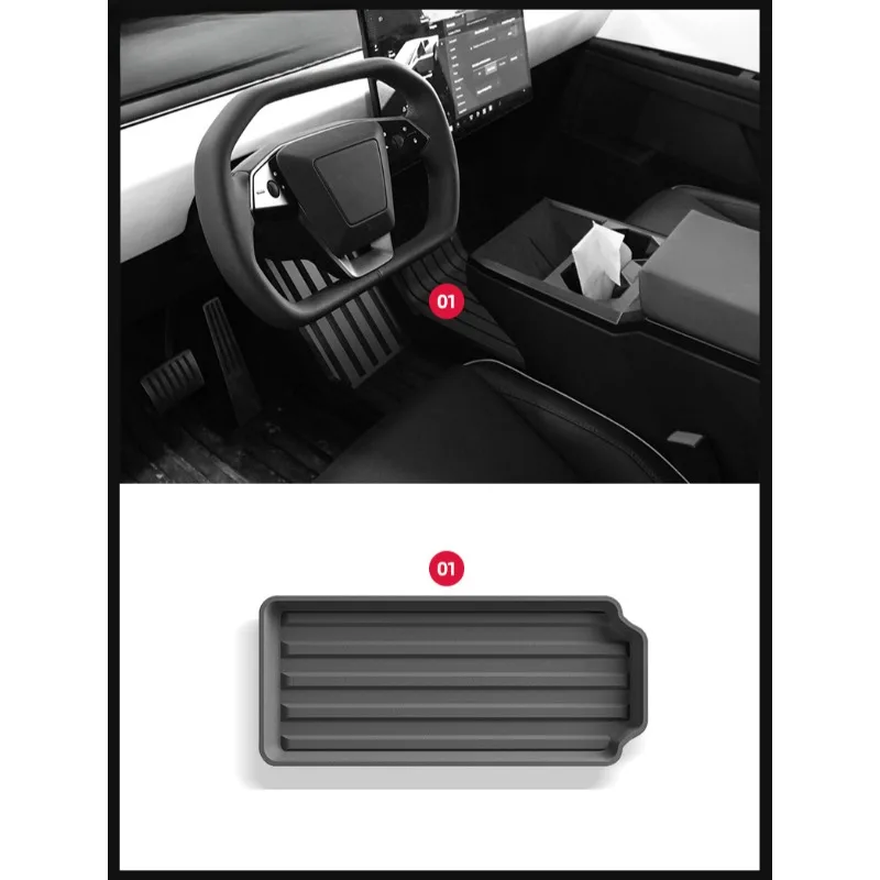 Bandeja de almacenamiento inferior de Control Central para Tesla Cybertruck 2024-2025 TPE, caja de almacenamiento para coche, bandeja organizadora, accesorios de almacenamiento y orden