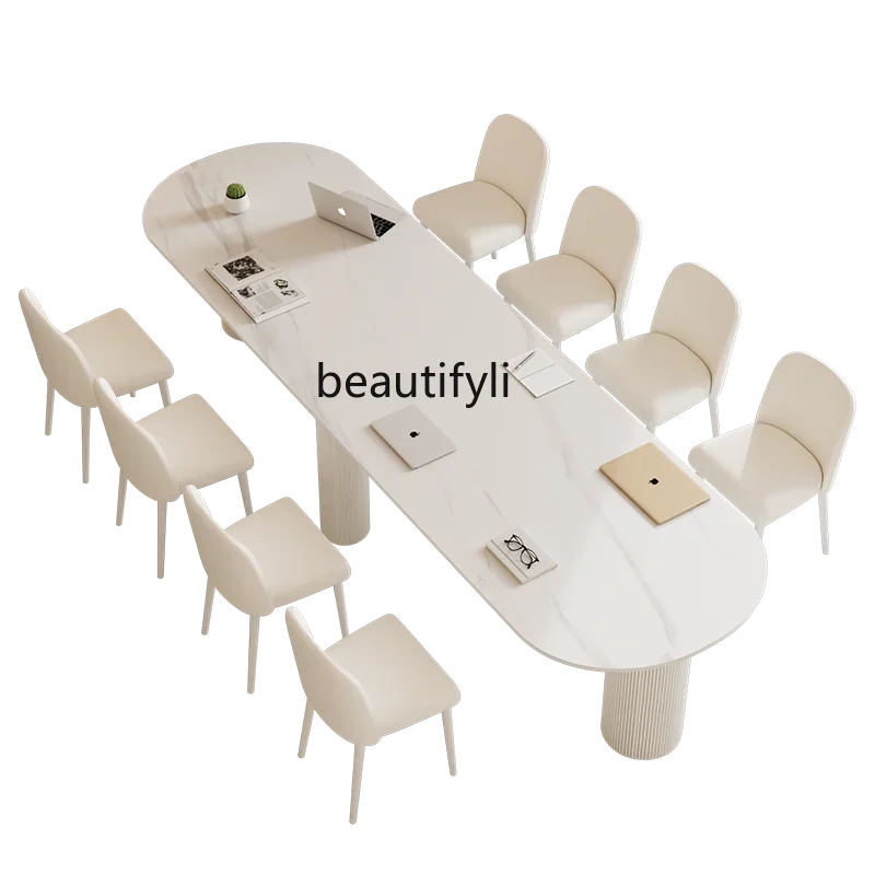 

Cream Wind Conference Long Table Business Negotiation Large Desk Workbench Beauty Salon Long Table and Chair Combination B3