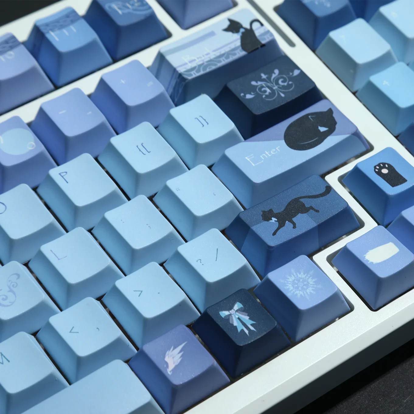 

You Cat Moon Rabbit Keycap PBT Black Purple Cute Cat Rabbit Round Ball Cap Transparent