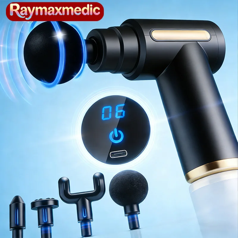 

Массажный пистолет Raymax 30 уровней для глубокого расслабления мышц, массажер для тела и шеи, электрический фитнес-тренажер с шумоподавлением для мужчин и женщин