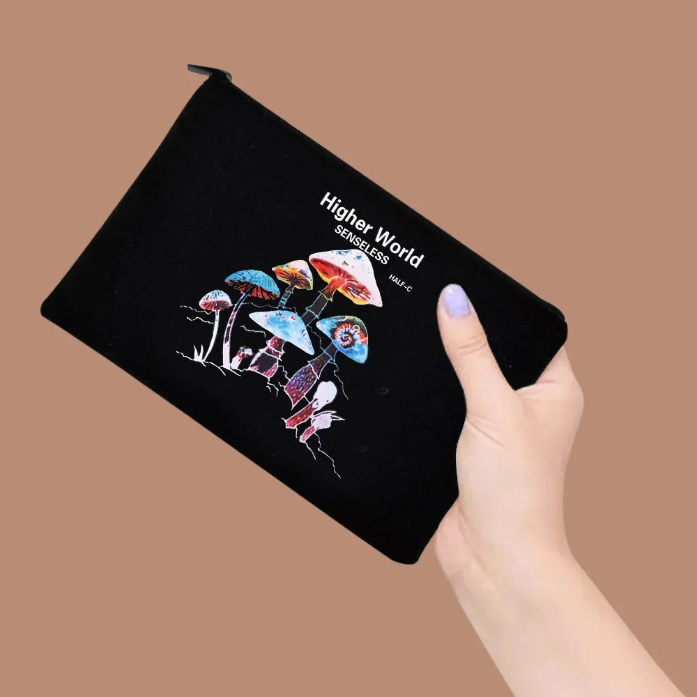 Cosmetic Bag Women Travel Storage Make Up Cases Toiletries Skin Care Products Zipper Beauty Pouch Mushroom Print Makeup Bags