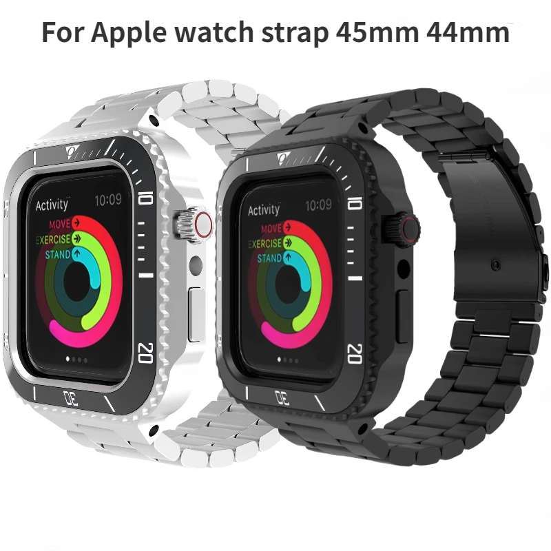 

Modified set watch strap metal case For Apple watch 8 7 45mm Smart watch high-end modified wristband For iwatch 6 5 4 SE 44mm