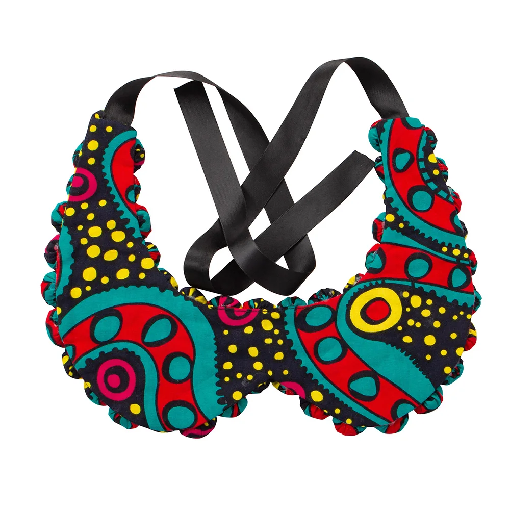 

Ankara African Button Necklaces Multistrand Bib Colorful Buttoned Collar Handmade Design Jewelry for Women Evening Party WYB836