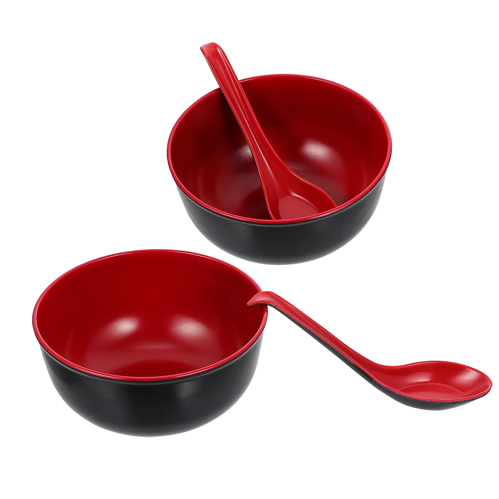 

1 set Ramen Bowl Set 5.5 Inch Red Black Melamine Bowls Soup Dishes Kitchen Supplies Food Bowls Practical Home Party