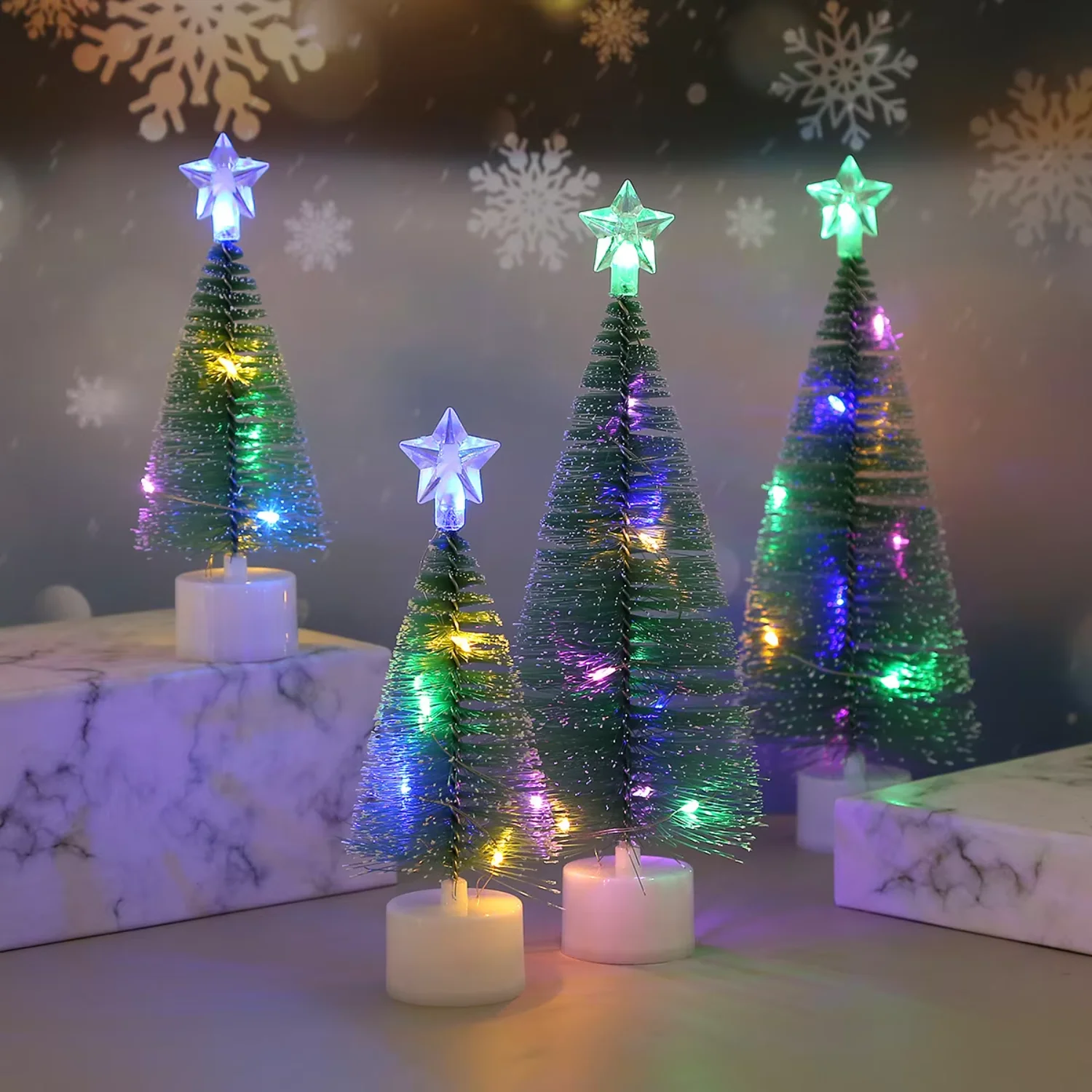 Wholesale Mini Christmas Tree Led Lights Glow Pine Needle Tree Tabletop Window Display Table Christmas Gift Ornaments