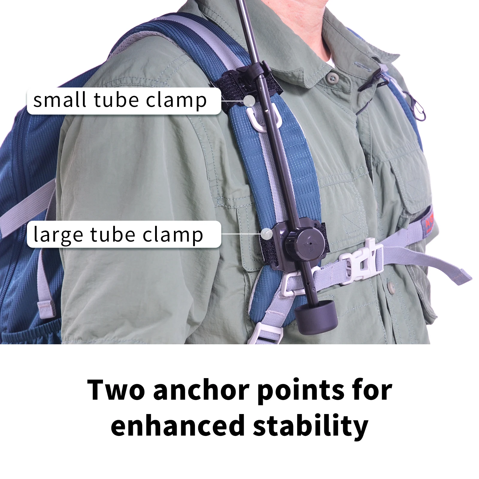 حقيبة الظهر بمشبك مظلة بدون استخدام اليدين وخفيفة الوزن للمشي لمسافات طويلة في الهواء الطلق جهاز تثبيت المظلة الثابتة لسهولة الرحلات