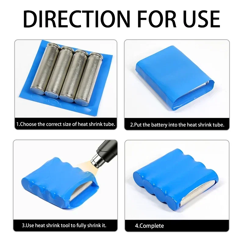 Blue Width 160mm~500mm PVC Heat Shrink Tube 1~10m 18650 Lipo Battery Pack Insulated Cable Sleeve Protection Battery Film Wrap