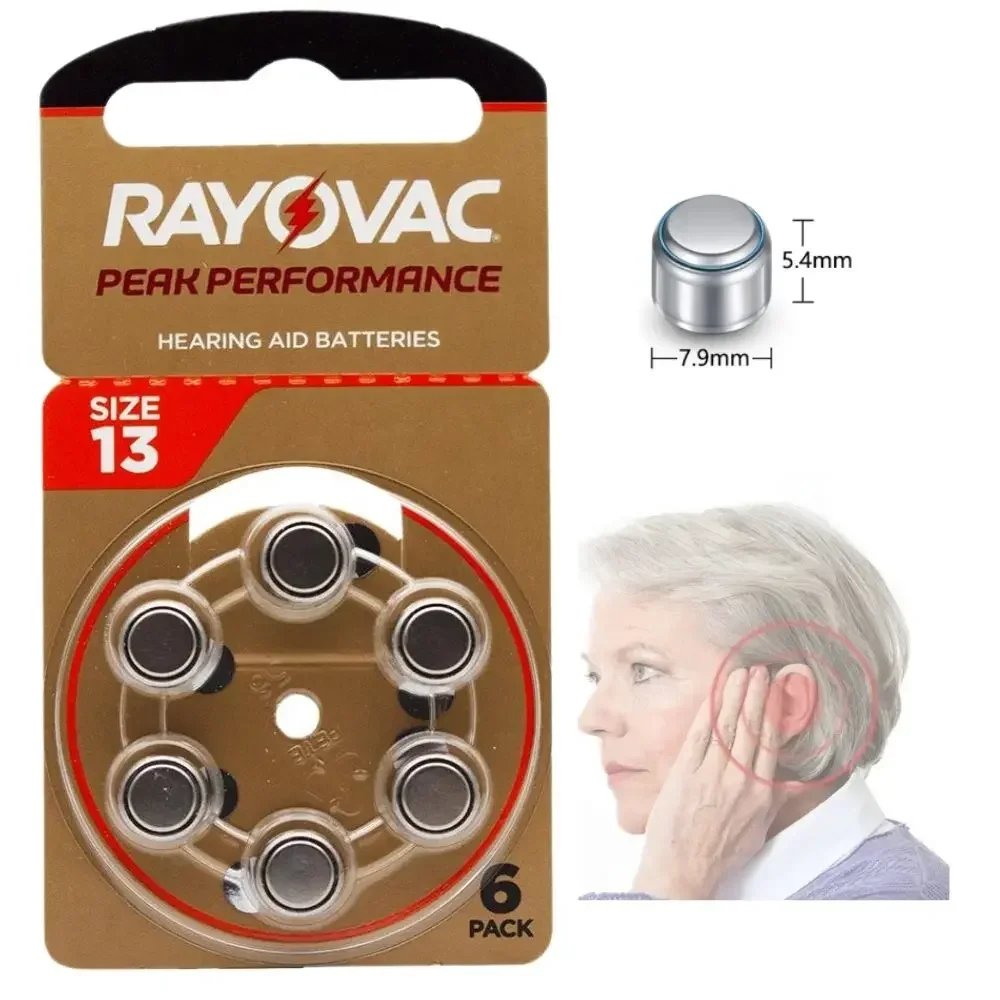 

60 PCS (10 Cards) Rayovac Peak Zinc Air Hearing Aid Batteries 1.45V A13 / 13A / P13 / PR48 For Hearing Aids